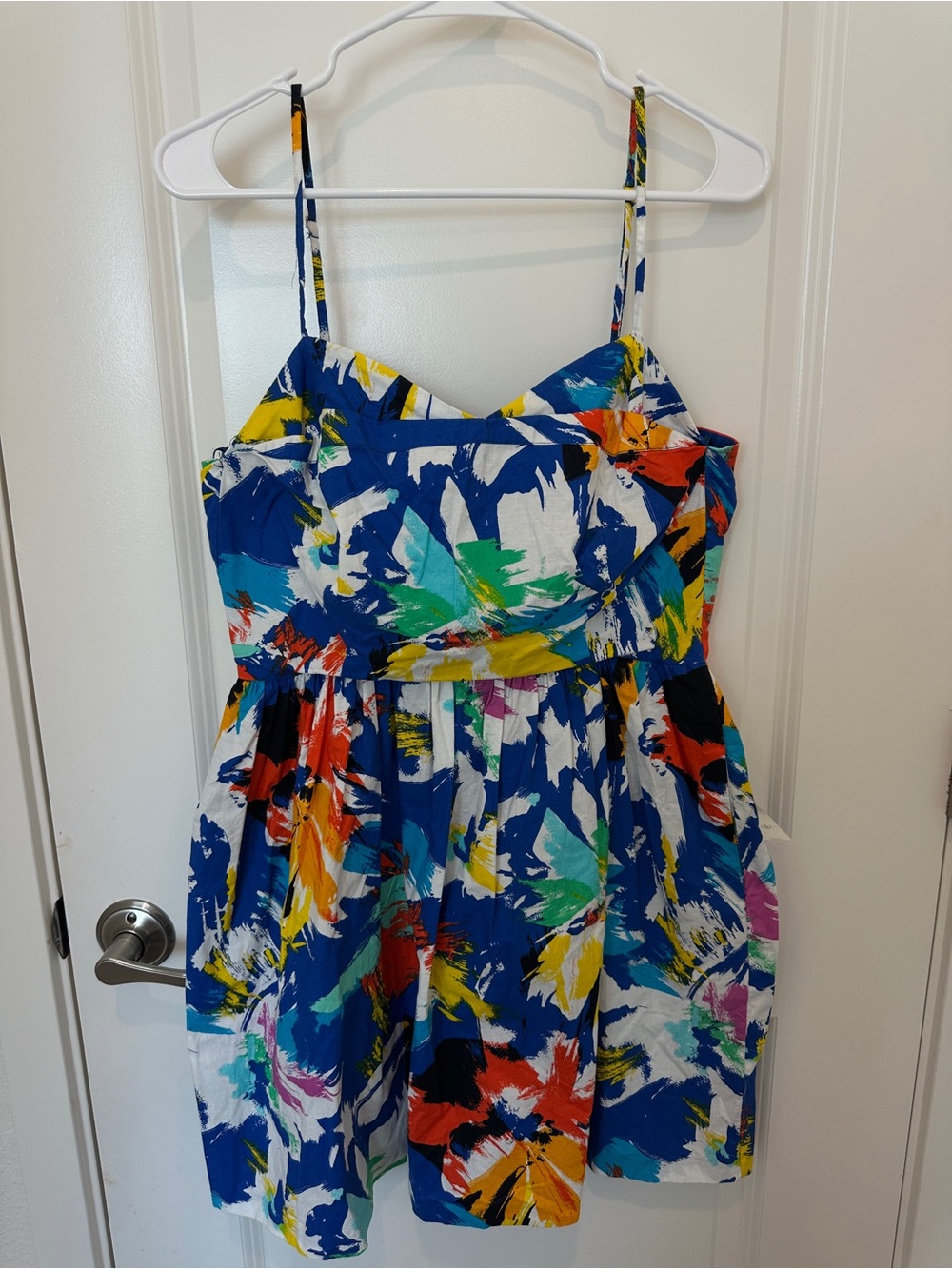 Zara Trafaluc Sundress Womens L Abstract Floral Print Spaghetti Strap Morocco
